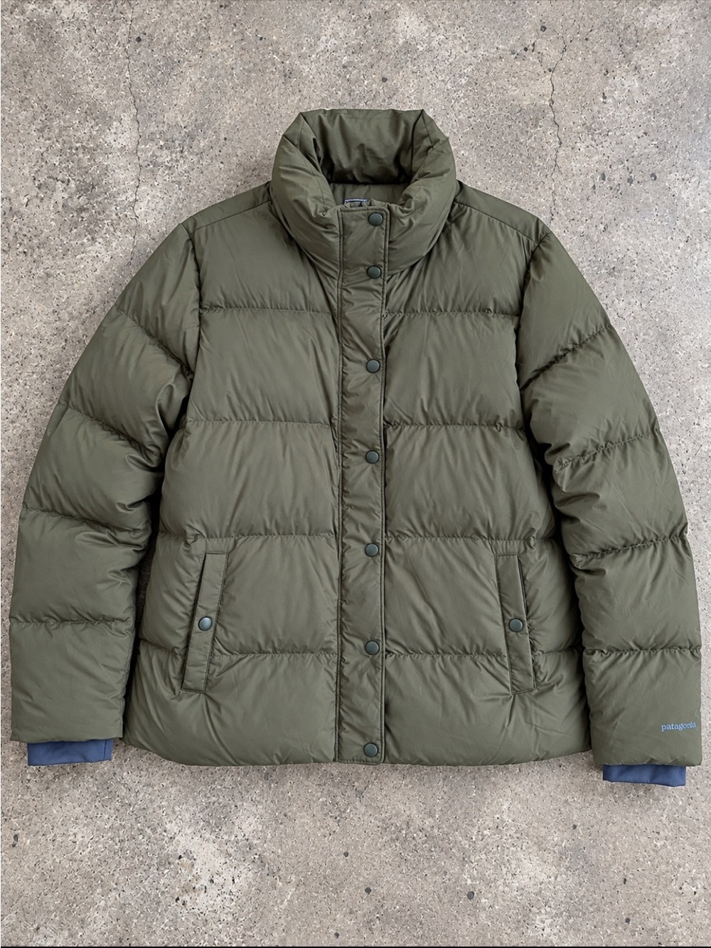Patagonia Silent Down Jacket Women’s XL Olive Green Puffer Coat Performance 2025